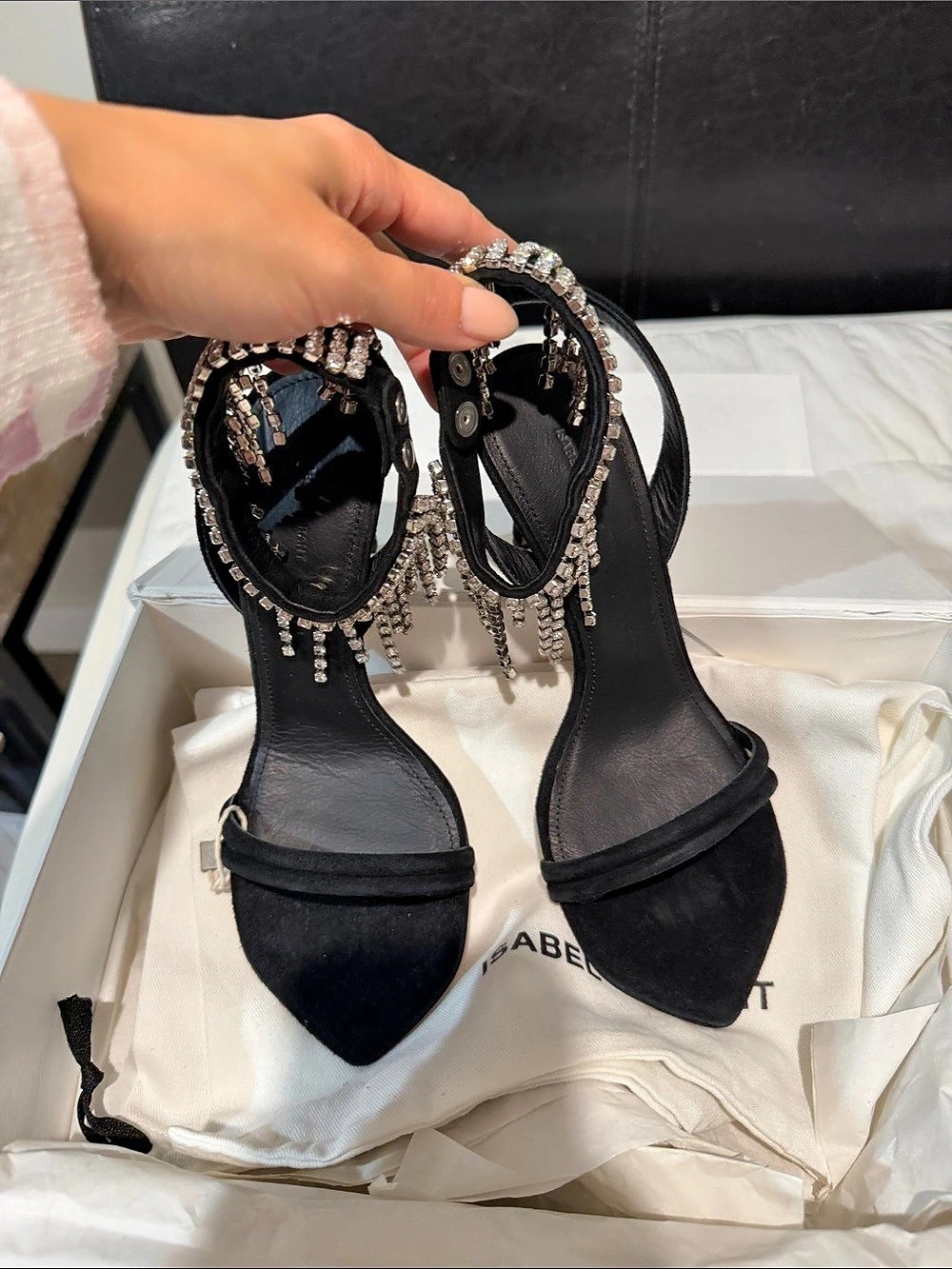 Isabel Marant Crystal Strap Heels in Black US 6 New w Box